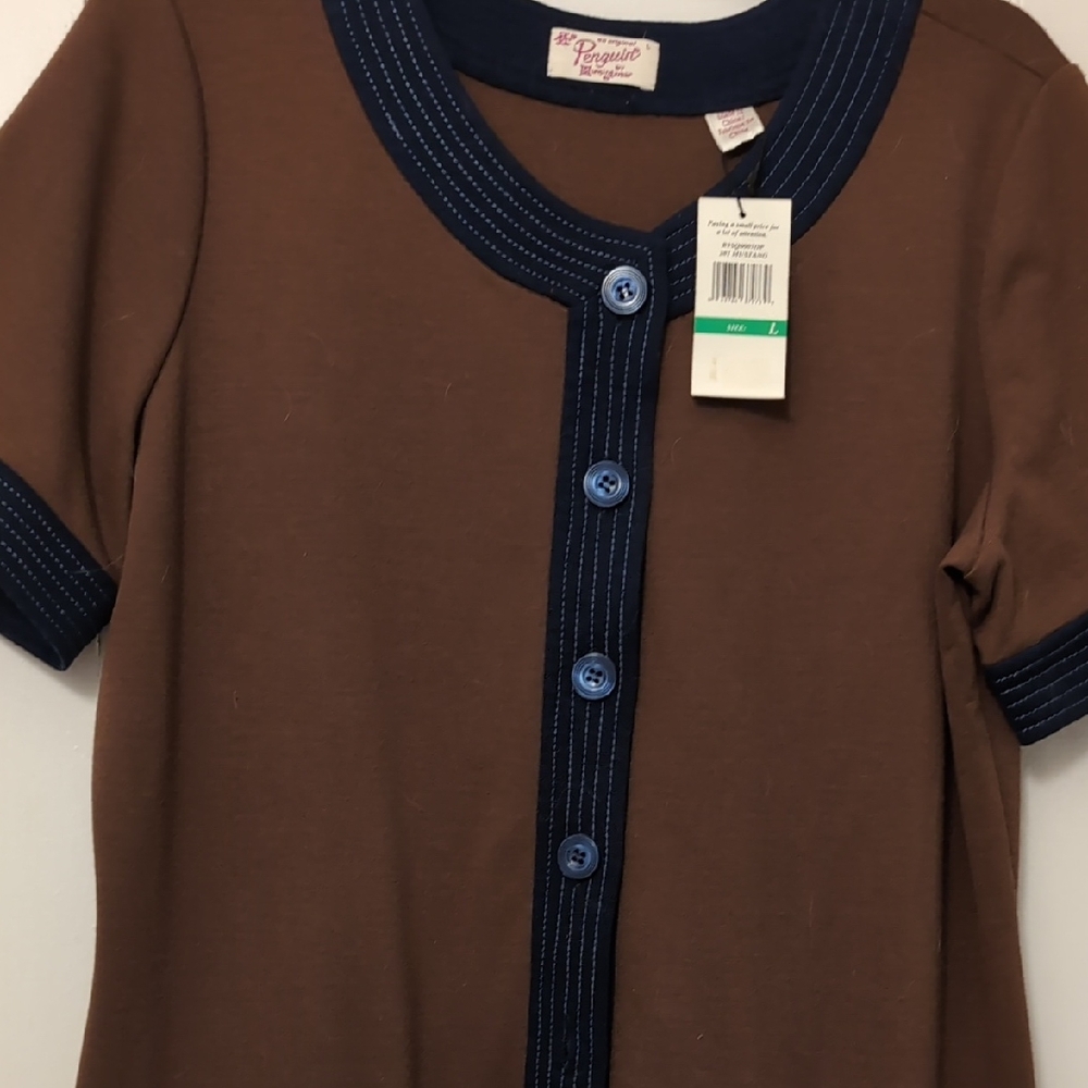 Original Penguin Brown Shirt with Blue Trim